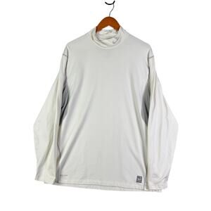 Nike Pro Combat Hyperwarm Mock Neck Long Sleeve Activewear Shirt White‎ Mens 2XL